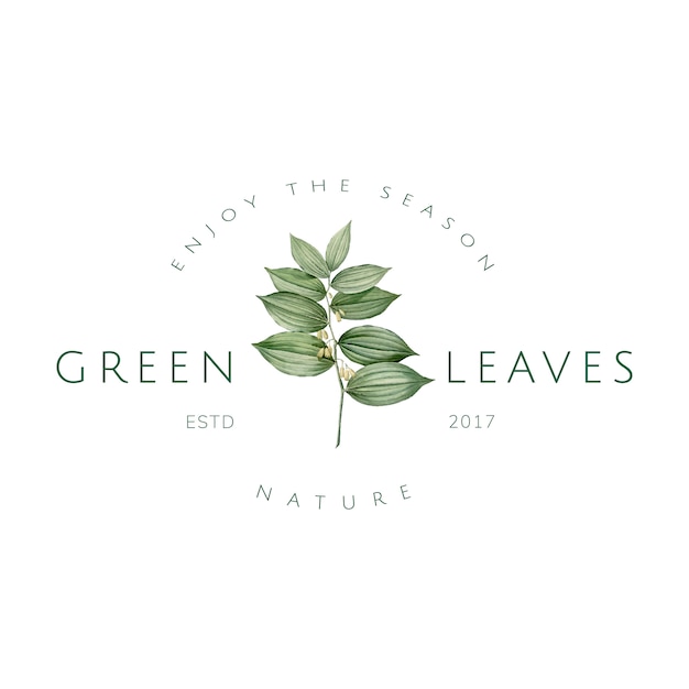 Green leaves logo design vector