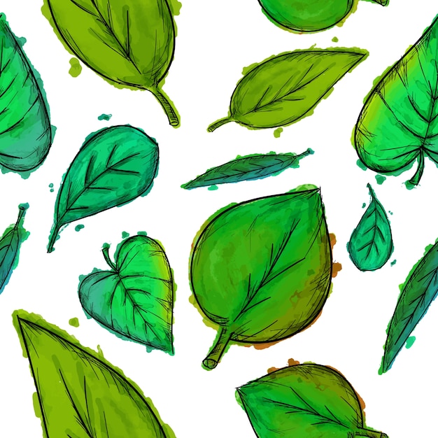 Free Vector green leaves pattern background