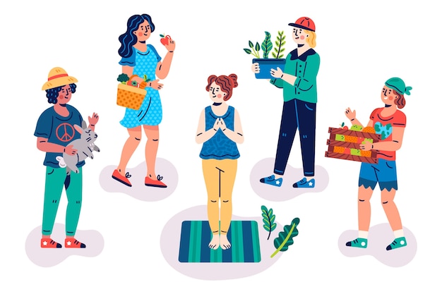 Green lifestyle people illustrated concept