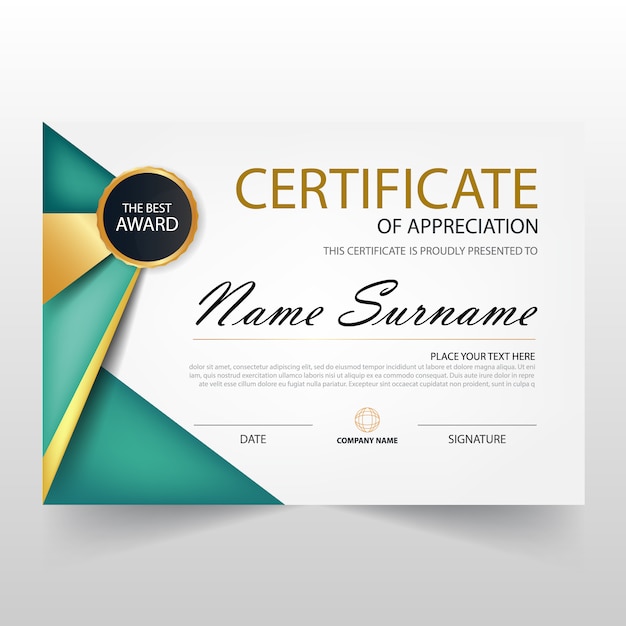 Free vector green luxury diploma template design