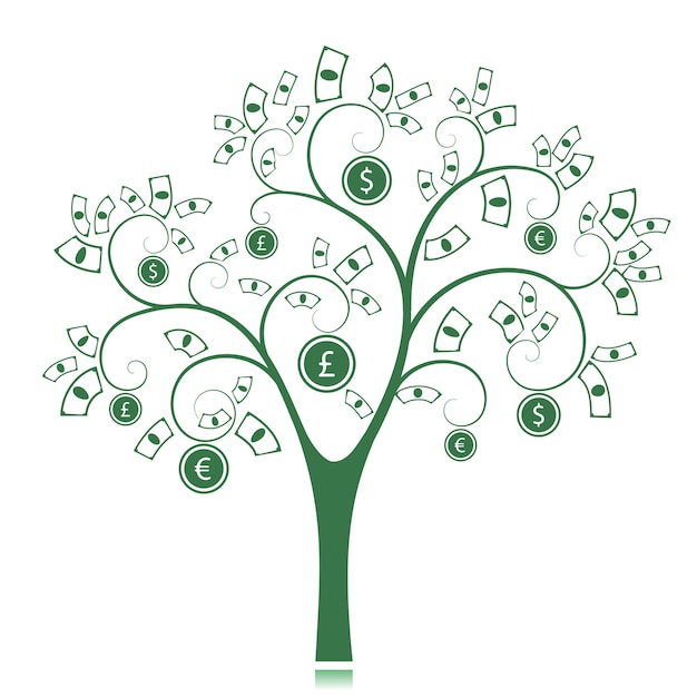 Green money tree silhouette isolated