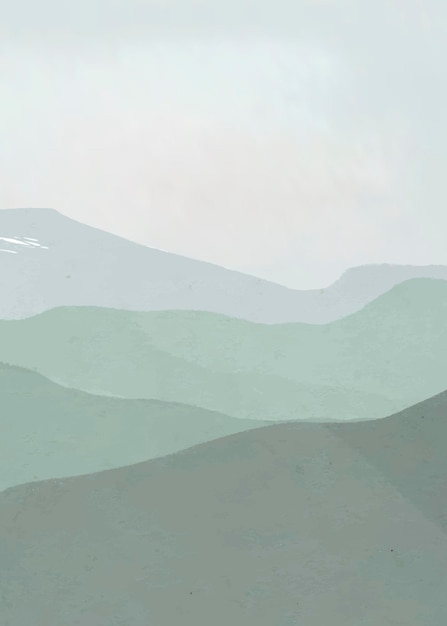 Green mountain clouds vector, minimal aesthetics