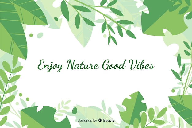 Green nature background with quote