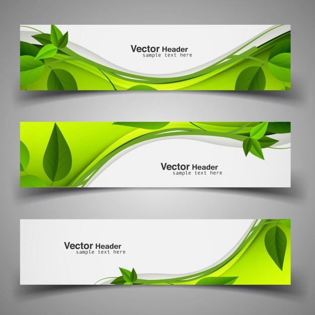 Green nature headers with leaves