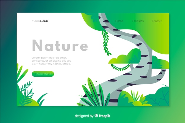 Free Vector green nature landing page template