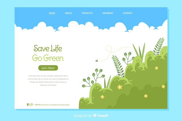 Green nature landing page template