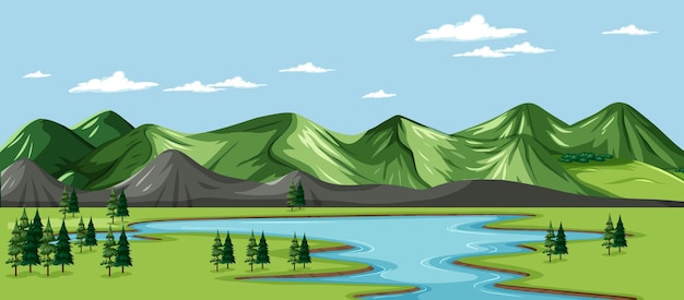 Free vector a green nature landscape