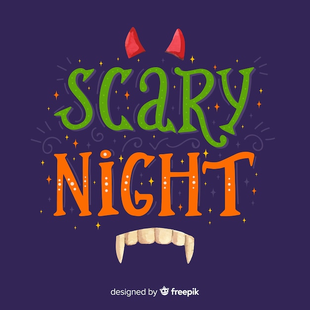 Free vector green and orange scary night lettering