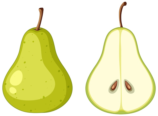 Free vector green pear and half of pear