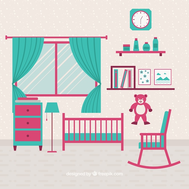 Free Vector green and pink baby room