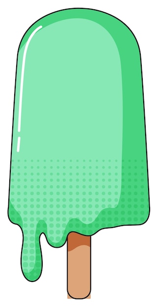 Free vector green popsicle melting on stick