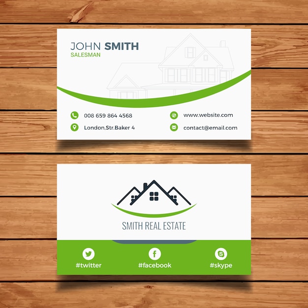 Free vector green real estate business card