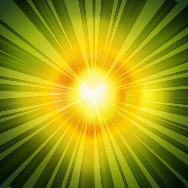 Green retro radial rays background