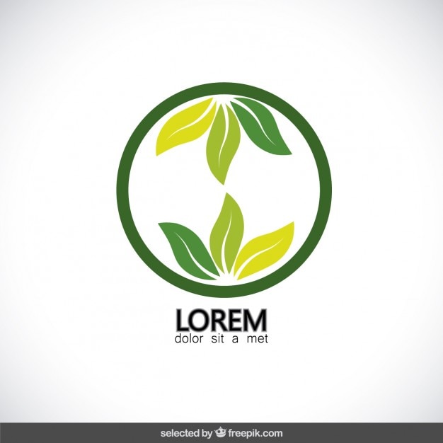 Free Vector green round logo with leaves