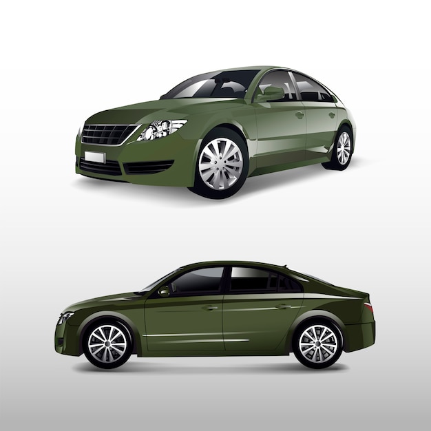 Green sedan car isolated on white vector