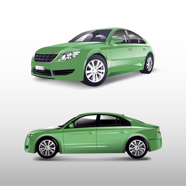 Green sedan car isolated on white vector