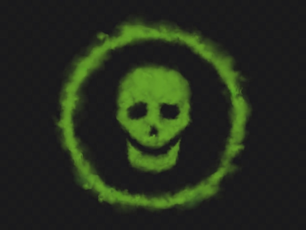 Green smoke skull sign in circle