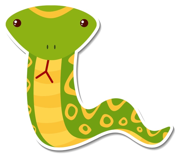 Free vector green snake animal cartoon sticker on white background