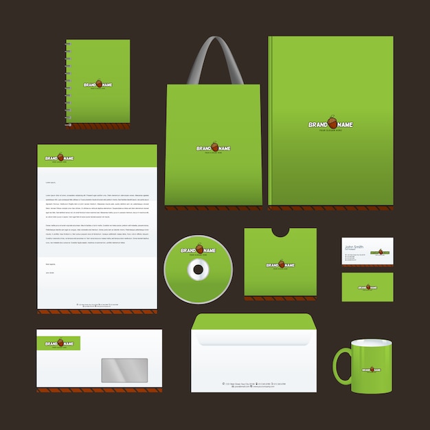 Free Vector green stationery collection