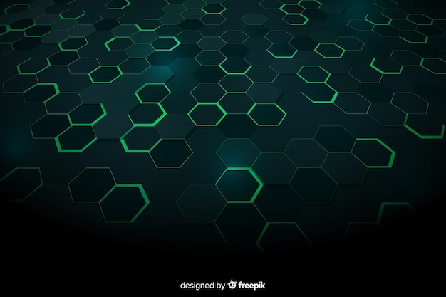 Green technological honeycomb background