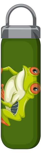 Free vector a green thermos bottles with frog pattern