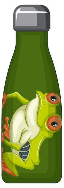 Free Vector a green thermos bottles with frog pattern