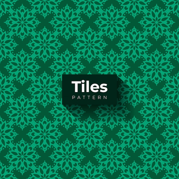 Green tiles pattern with ornamental shapes