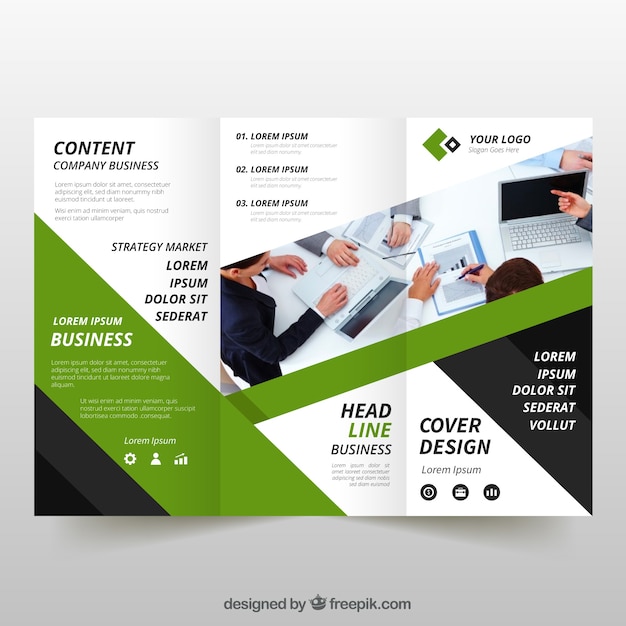 Green trifold business flyer