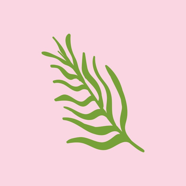 Green tropical leaf on a pink background vector