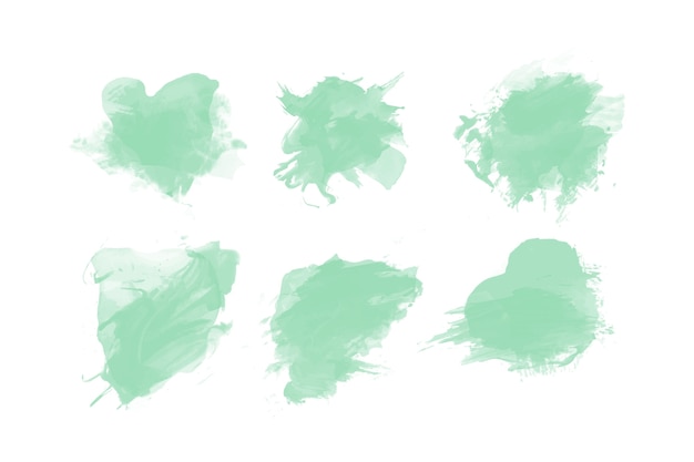 Green watercolor stains collection