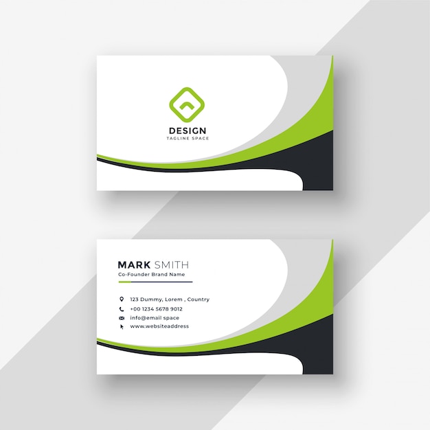 Green wavy professional business card design