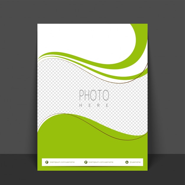 Free Vector  green and white colors flyer, template or banner design with space for your image. 