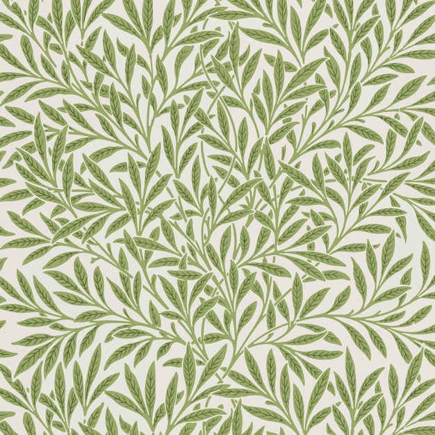 Green willow leaves pattern vector