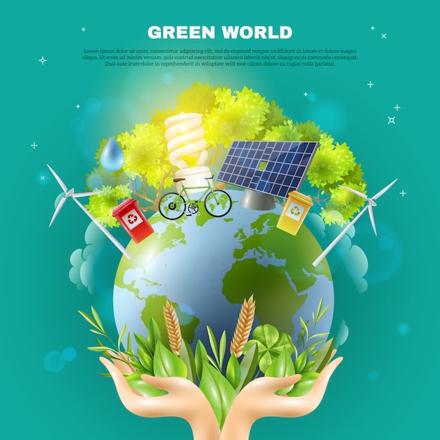 Green World Ecology Concept Composition Poster 