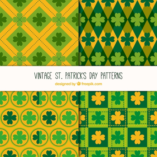 Free Vector green and yellow patterns for st patrick's day