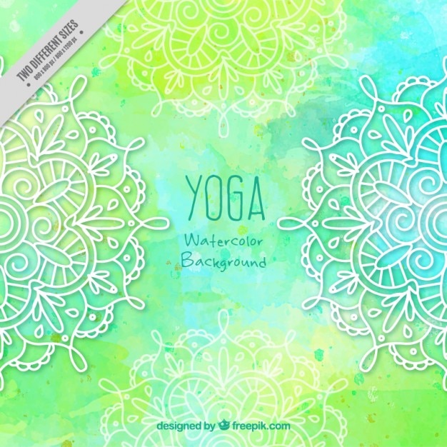 Free Vector green yoga background with ornamental mandalas