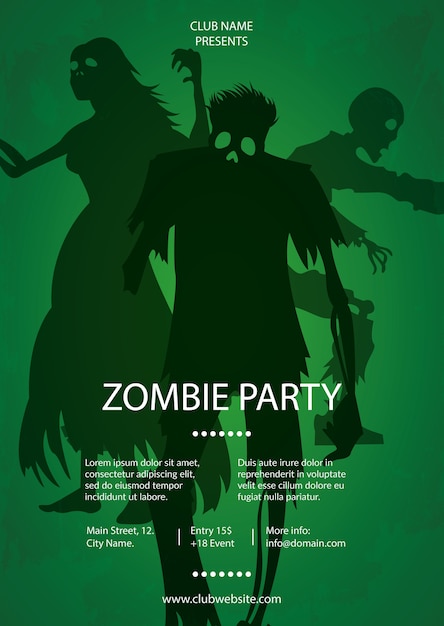 Free Vector green zombie party poster