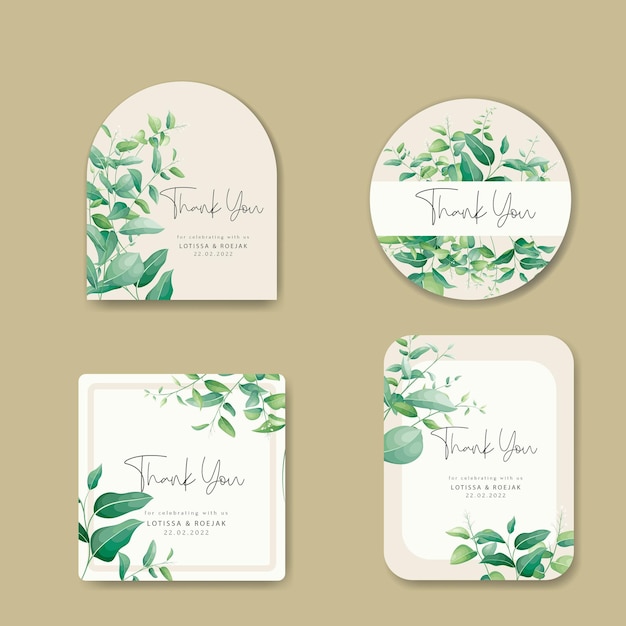 greenery leaves label collection