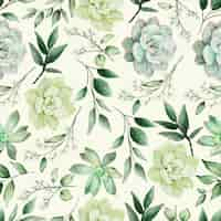 Free vector greenery watercolor floral seamless pattern design