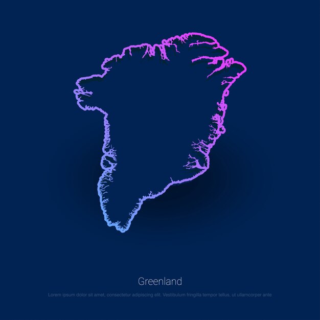 Greenland Country Map Blue Presentaion Background