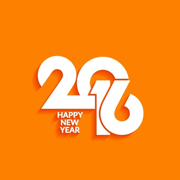 Free Vector greeting of 2016 with orange background