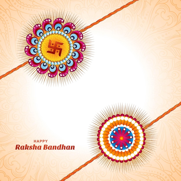 Greeting card design with raksha bandhan celebration background