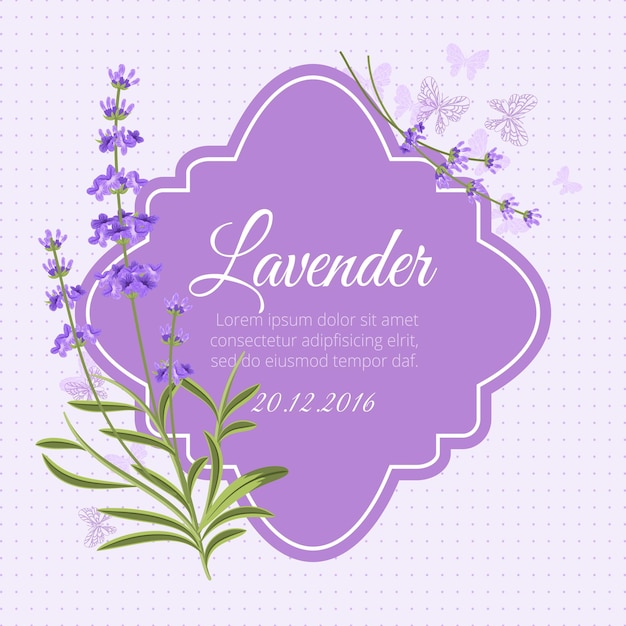 Free Vector greeting card template with fragrant lavender