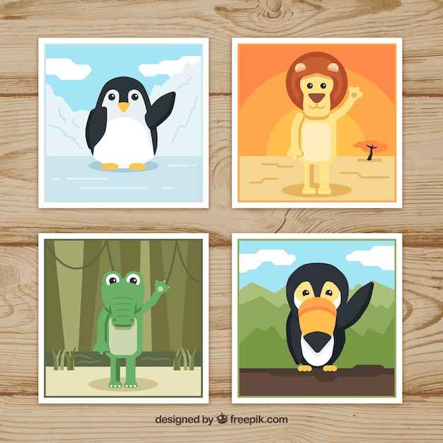 Free Vector greeting cards of animals