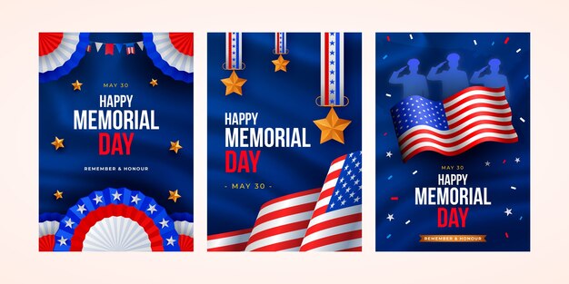 Greeting cards collection for us memorial day celebration