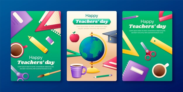 Free vector greeting cards collection for world teacher's day