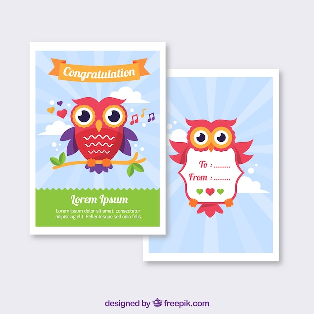 Greeting cards of owls