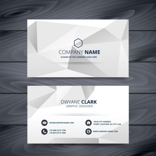 Grey business card in low poly style