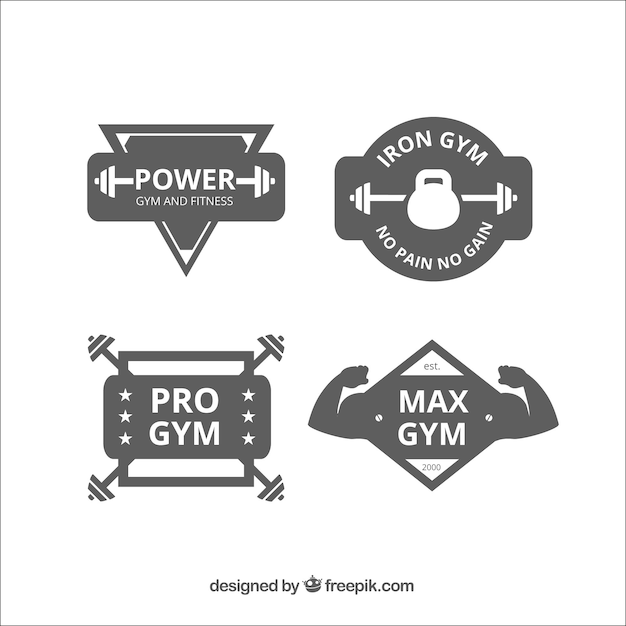 Free vector grey fitness badge set