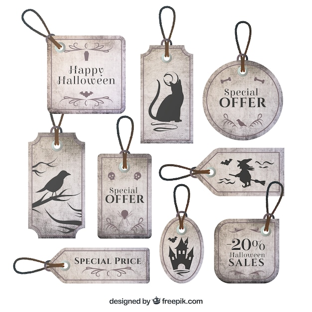 Grey halloween labels